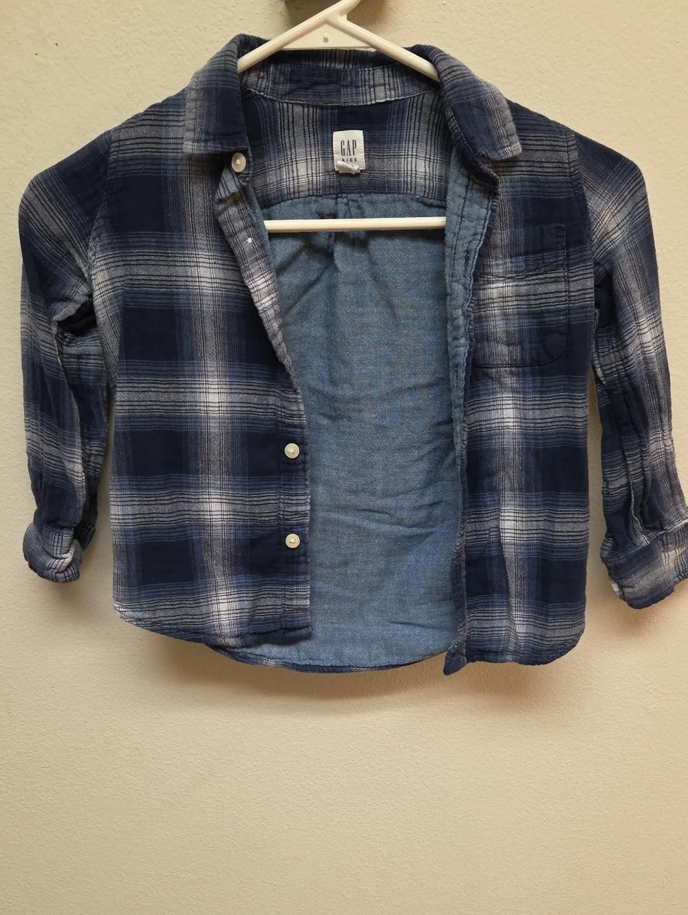 GAP Blue and White Plaid Kids Button-Down Shirt